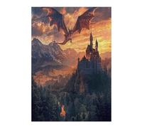 Dragon Flying Castle 300 Piece Jigsaw Puzzle for All Ages Jigsaw Evening Wind Down Activity Challenging Fun Home Decor Stress Relief 300 PCS