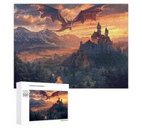 Dragon Flying Castle 500Pc Jigsaw Puzzles Adults ChildrenJigsaws Post-Exam Relaxation Challenging Design Great Gift Students Stress Reliever 500 PCS
