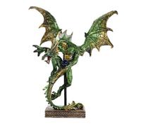 Dragon Flying Figurine Resin Green Mystic Legends Gothic Fantasy Ornament Decor