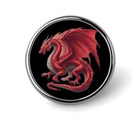 Dragon Flying Redcolor Round Enamel Brooch Pin Button Badges Decoration Hat Clothing Bag Accessories Gift Crafts