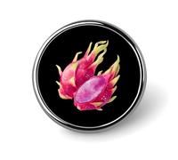 Dragon Fruit Print Round Badge Metal Decorative Brooches 1 Inch Funny Lapel Pin Gift Or Backpack Clothing