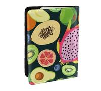 Dragon Fruit Seeds Kiwi Fruit Printed Passport Holder,Travel Pu Leather Passport Cover Case Organiser for Men Women,6.5 Inch