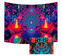 Dragon Fungi Decorative Tapestry Wall Black Light Ultraviolet Tapestry Mandala Wall Tapestries UV Light Gamer Wall Decor Living Room 100% Polyester 150 x 200 cm
