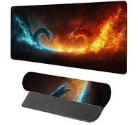 Dragon Gaming Mouse Mat 600x300x3mm, Flame Mouse Pad Large, Desk Mat with Stitched Edge, Mousepad with Non-Slip Rubber Base, Office Accessories, Keyboard Pad, for PC, Gaming, Desk Accessories 4-1954