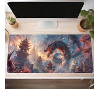 Dragon Gaming Mouse Mat Black Large Mouse Pad 60 x 30cm XXL Mousepad Desk Mat Improved Precision and Speed Rubber Base for Stable Grip on Smooth Surfaces Table Pad PjY13455 2-T