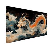 Dragon Gaming Mouse Mat, Ocean Waves Mouse Pad Large 48x24in, Desk Mat with Non-Slip Rubber Base, Gaming Accessories, Stitched Edge Design XL Mousepad, Desk Pad, for Office, PC Accessories, Z-2772