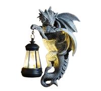 Dragon Garden Solar Light - Decorative LED Dragon Figure With Hanging Lamp, Outdoor Courtyard Sculpture | Unique Porch Accent, Enchanted Lighting For Driveway, Path, Terrace, Fairy Garden Decor