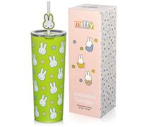 Dragon Glassware | Miffy Stainless Steel Tumbler with Straw, 24 oz - Green | Vacuum Insulated Stainless Steel Tumbler with Straw & Lid; Double Walled Tumbler with Straw Charm; Miffy Cup with Lid