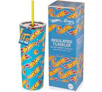 Dragon Glassware x Hot Wheels Insulated Tumbler with Lid and Straw - 24 oz Stainless Steel Cup with 2 Straws - Travel Coffee Tumbler - Race Team