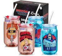 Dragon Glassware x Masters of the Universe Glass Cups, 16 oz Set of 2 | He-Man & Skeletor Drinking Glasses; MOTU Glass Tumblers with Lids & Straws; Official Masters of the Universe 2026 Movie Cup