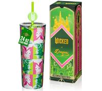 Dragon Glassware x Wicked 24 oz Vacuum Insulated Tumbler with Lid and Straw - Tumbler Cup with 2 Straws - Stainless Steel Tumbler with Straw Topper for Water, Iced Tea - Portraits