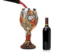 Dragon Goblet - 9x9.3x18.5cm Medieval Drinking Cup, Stainless Steel + Resin Wine Glass, Fantasy Dragon Design Mug with Relief Pattern | Creative Goblet for Home, Bar, Parties and