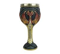 Dragon Goblet - Resin Stainless Steel 7" Dragons Wine Chalice, Intricate Gothic Design | Dragon Cup Romantic Glass For Wedding, Party, Family Gathering, Home Decor, Medieval, Beverage