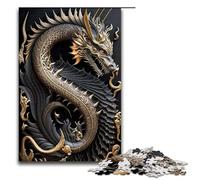 Dragon Golden Art Deco Jigsaw Puzzles for Adults Piece Challenging Puzzles DIY Decoration Brain Challenge for Adult Family 1000 PCS(75x50cm)