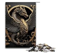 Dragon Golden Art Deco JigsawPuzzle Pieces for Adults Jigsaw Puzzles for Adults Perfect DIY Art Decor Or Birthday Gift 1000 PCS(75x50cm)