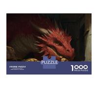 Dragon Guardian Gold Coin Puzzles 1000 Piece for Adults Jigsaw Puzzles The Red Dragon Impossible Puzzle Educational Game Home Decoration 52x38cm/1000pcs