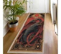 Dragon Hallway Runner Rug 80x200 cm, Fantasy Runner Rug, Red Black Gold Washable Non Slip Long Carpet, Floor Mat, Kitchen Bedroom Living Room Hall Entrance Decor （U3d199）