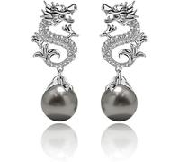Dragon Hanging Bead Earrings, Have One's Wishes Come True Earrings, Chinese Dragon Earrings, 2024 New Year of Dragon Earrings, Unique Gift for Women (Silver)