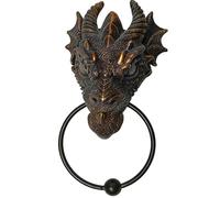 Dragon Head Door Knocker, Vintage Gothic Dragon Design, Decorative Resin Door Knocker with Metal Ring, Antique Copper Color, Front Door Replacement for Home Entryway Decor