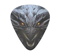 Dragon head on the gray 12-Pack Guitar Picks, Includes Thin, Medium & Heavy Gauges 3 Sizes for Guitar Electric Acoustic Picks