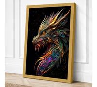 Dragon Head Rising Fantasy Canvas Wall Art Print 30x20 Inch