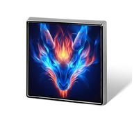 Dragon Head with Flame Square Metal Badge Printed Brooches Cute Button Decorations Pins for Backpack Clothing