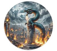 Dragon Headed 1000 Pieces Jigsaws Stress Reliever Difficult Challenge for Adults Kids Challenging beast Round Family Game Gifts And Gifts (67.5x67.5cm)