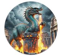 Dragon Headed 1000 Pieces Jigsaws Stress Reliever Difficult Challenge for Adults Kids Creative beast Round Puzzles Home Decor Gifts And Gifts (67.5x67.5cm)