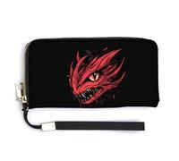 Dragon Heads Leather Large Capacity Wallet with Wrist Strap Credit Card Holder Wallets Travel Purse Handbags