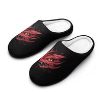 Dragon Heads Men's Cotton Slippers Lightweight House Shoes with Anti-Skid Sole for Travel Indoor Outdoor
