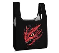 Dragon Heads Reusable Shopping Bag Large Grocery Bags Foldable in A Pouch Washable Eco Tote Handbag