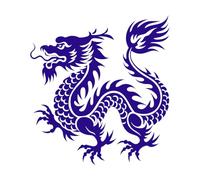 Dragon icon Art Sihouette Design Image Fine Carving Stickers 54.6x58.8cm It Won't Fall Off DarkBlue