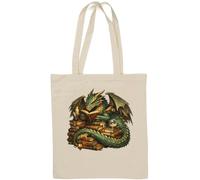 Dragon Immersed In Ancient Tomes Study Natural Cotton Tote Bag White
