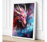 Dragon in Flames Fantasy Canvas Wall Art Print 36x24 Inch