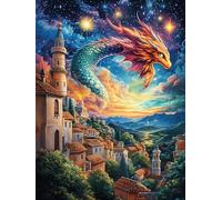 Dragon in Magical Castle 300 Pieces Set Classic Jigsaw Puzzle Couple Puzzle Partners Mind Relaxation Wall Decor Easter New Year Premium Cardboard 300 PCS
