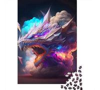 Dragon in Smoke Adult Jigsaw Puzzle, 1000 Pieces, 70x50cm/1000pcs; Low-dust White Pieces for Sorting; for Relaxed Evenings at The Table