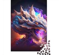 Dragon In Smoke V2 Wooden Jigsaw Puzzles 500 Pieces Jigsaw Creative Rectangular Large Family Puzzle Game Artwork for Adults Teens 500pcs (52x38cm)
