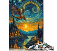Dragon in Starry Night Jigsaw Puzzles Puzzles for Adults Kids. 1000 Piece Great Gifts Challenge Toy Educational Games Home Decoration for Adults& Kids Age 14 Years Up 1000pcs (38x26cm)
