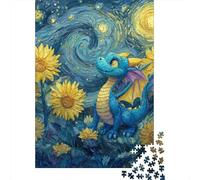 Dragon in Sunflower Field Jigsaw Puzzles Puzzle for Adults Kids. 1000 Pieces Impossible Challenge Toy Educational Game Home Decoration for Adults& Kids Age 14 Years Up 52x38cm/1000pcs