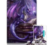 Dragon in The Book Jigsaw Puzzles for Teenagers,Family Game Stress Reliever Difficult Challenge Artists Collection,Fine Art (75x50cm)