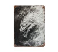 Dragon in The Clouds - Charcoal Drawing Vintage Tin Sign Decoration Accessory Suitable for Garden Farmhouse Living Room Outdoor Clubs 15.7"x11.8"