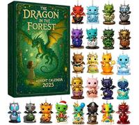 Dragon in the Forest Advent Calendar 2025, 24 Days Christmas Holiday Countdown with Dragon Pendants