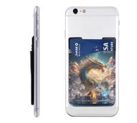 Dragon in the Heavenly Palace Phone Wallet, Stick On Card Holder for Back of Phone Case - Leather Cell Phone Card Wallet Sleeve Adhesive Phone Pocket - Compatible with Most Cell Phones