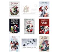 Dragon In The Holiday Cheer - Is This Jolly Enough - Christmas Holiday Themed Post Card Assortment (24 included) Greeting Mutipack Bulk Lot Stamp Postcards for Mailing - I Believe In Santa and Dragons