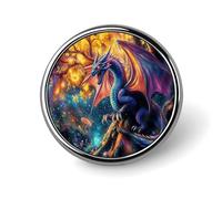 Dragon in The Jungle Round Lapel Pin Funny Pins for Men Women