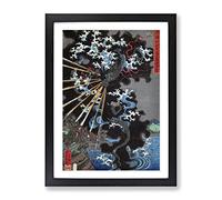 Dragon In The Sky By Utagawa Yoshikazu Asian Japanese Framed Wall Art Print, Ready to Hang Picture for Living Room Bedroom Home Office Décor, Black A3 (34 x 46 cm)