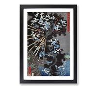 Dragon in The Sky by Utagawa Yoshikazu Framed Print | A2 Black Framed Wall Art | Ready to Hang | Modern Landscape Picture | Living Room Bedroom Lounge Office