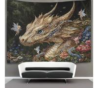 Dragon Inlaid with Gems Tapestry,Little Fairy Art Wall Hanging Decoration for Living Room Bedroom & Dorm 70cmx100cm