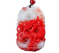 Dragon Jade Pendant for Women Men Chicken Blood Stone Fortune Gemstone Necklace