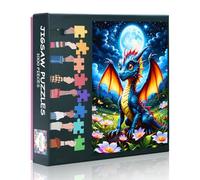 Dragon Jigsaw Puzzles 1000 Pieces for Adults Dragon Cubs is Under the Full Moon Fun Jigsaw Puzzle Challenge Impossible Puzzle for Adults Kit - 50x70 cm